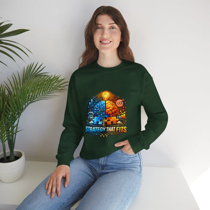 Crewneck Sweatshirt – "Strategy That Fits" Brainstorm Graphic