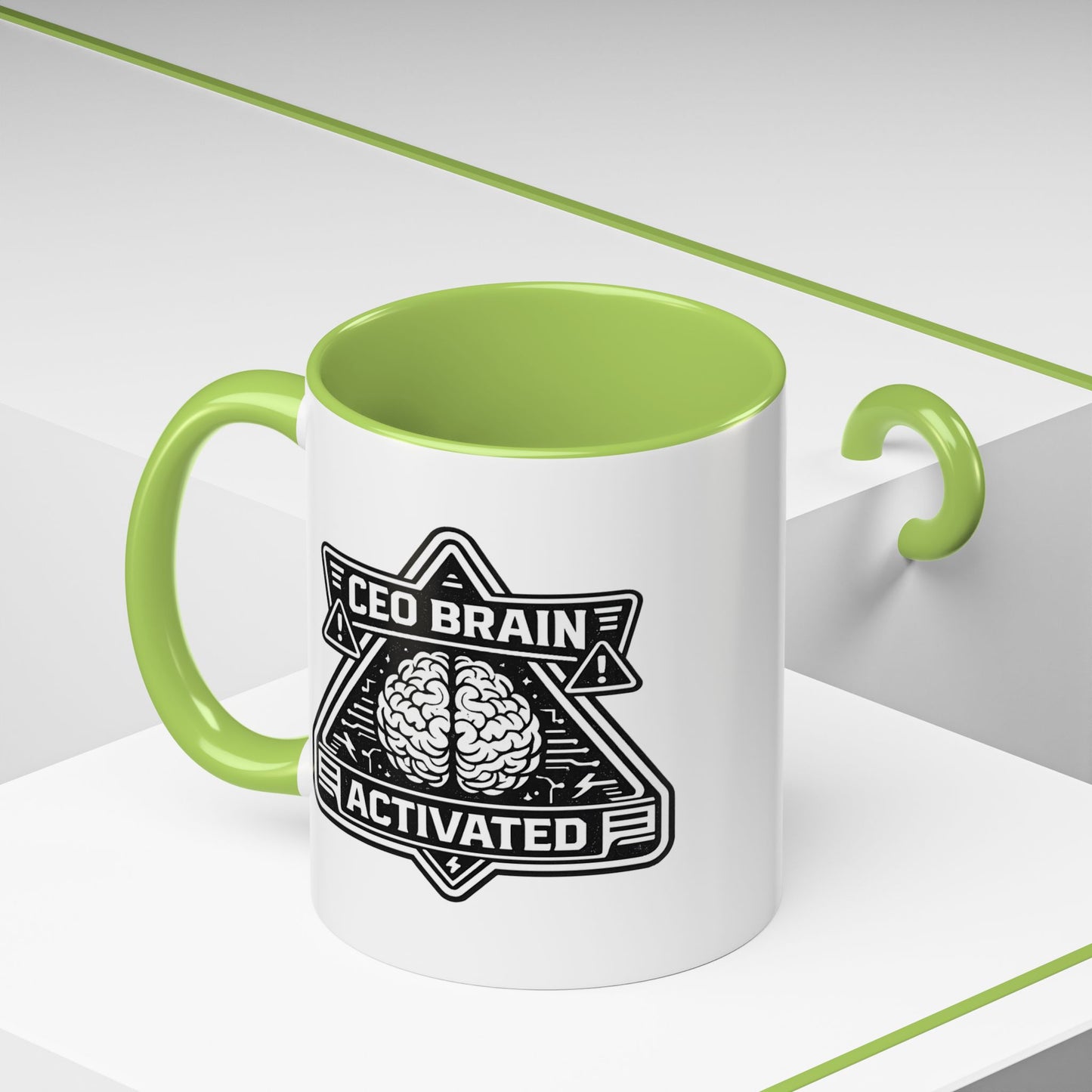 "CEO Brain Activated" Adventure Crew Coffee Mug — Retro Badge Accent 11/15oz
