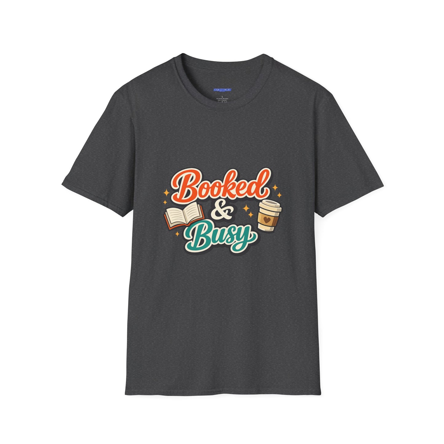 "Booked & Busy" T-Shirt — Book Lover Coffee Graphic Tee
