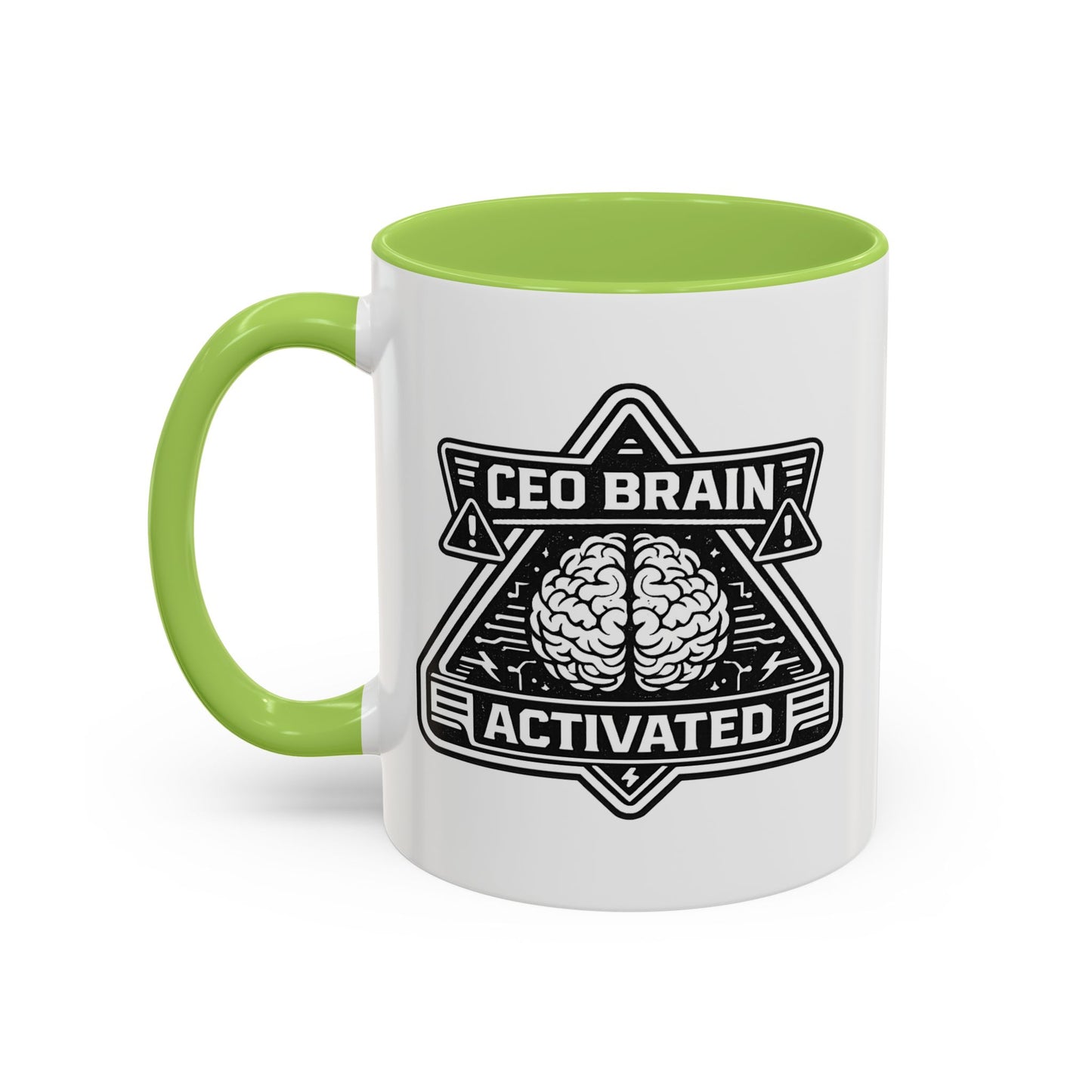 "CEO Brain Activated" Adventure Crew Coffee Mug — Retro Badge Accent 11/15oz
