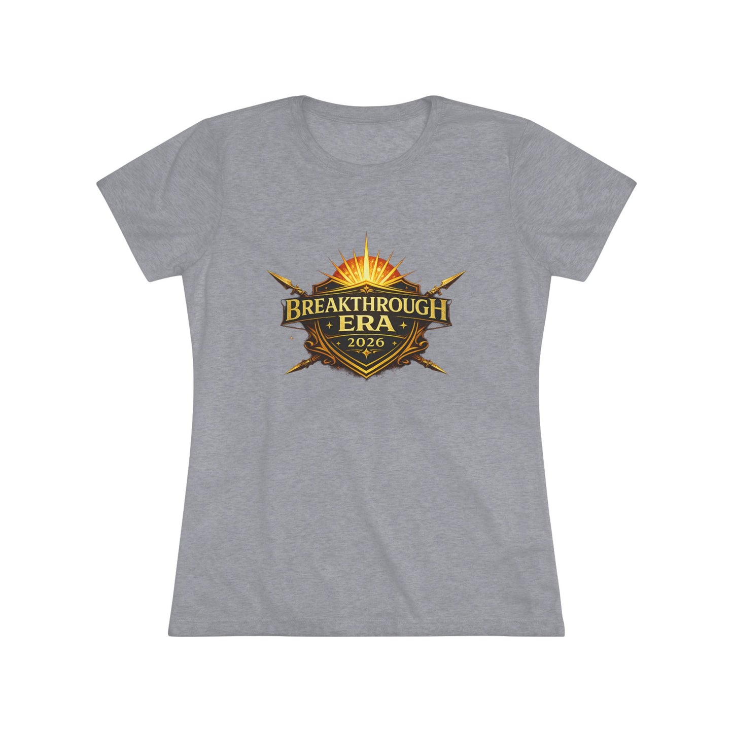 Breakthrough Era 2026 Women's Tee — Inspirational Sunrise Crest Graphic