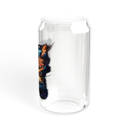 Sipper Glass - "Powered by Plot Twists" Novelty 16oz Mason-Style Drinking Jar