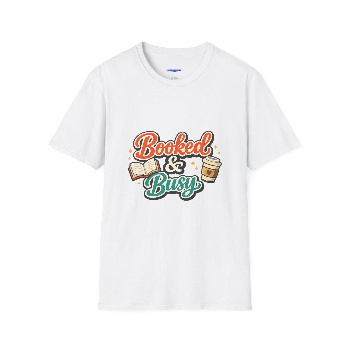 "Booked & Busy" T-Shirt — Book Lover Coffee Graphic Tee