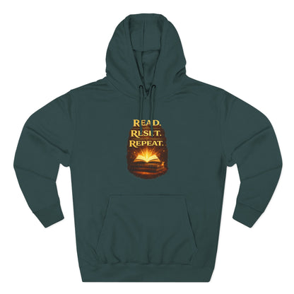 Hoodie — 'Read. Resist. Repeat.' Book Lover Graphic Pullover