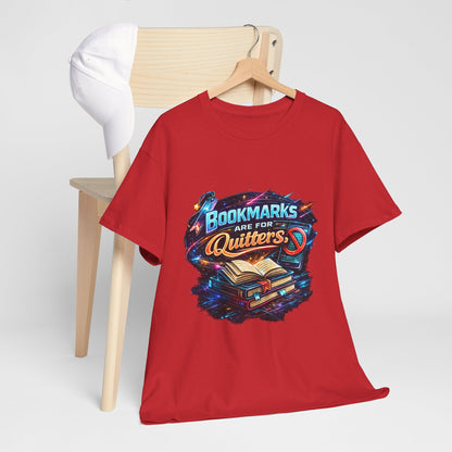 "Bookmarks Are For Quitters" Vintage Book Lover Tee T-Shirt