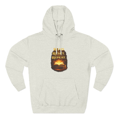 Hoodie — 'Read. Resist. Repeat.' Book Lover Graphic Pullover