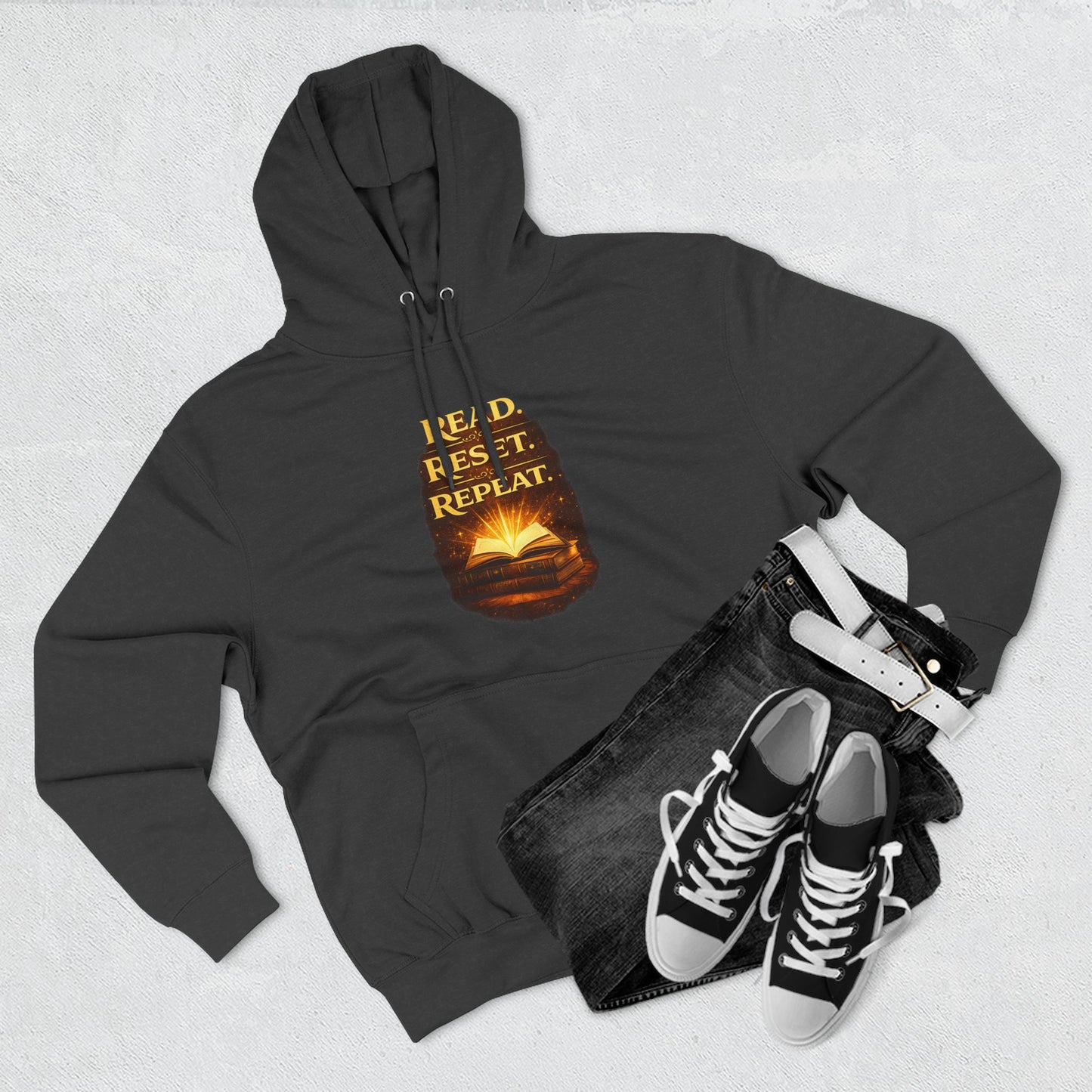 Hoodie — 'Read. Resist. Repeat.' Book Lover Graphic Pullover