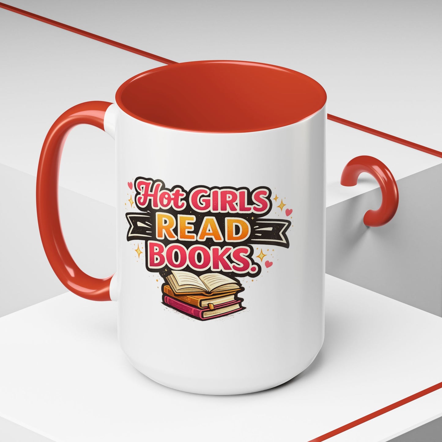 Hot Girls Read Books Coffee Mug — 'Best Mom Ever' Accent Ceramic Mug (11/15 oz)