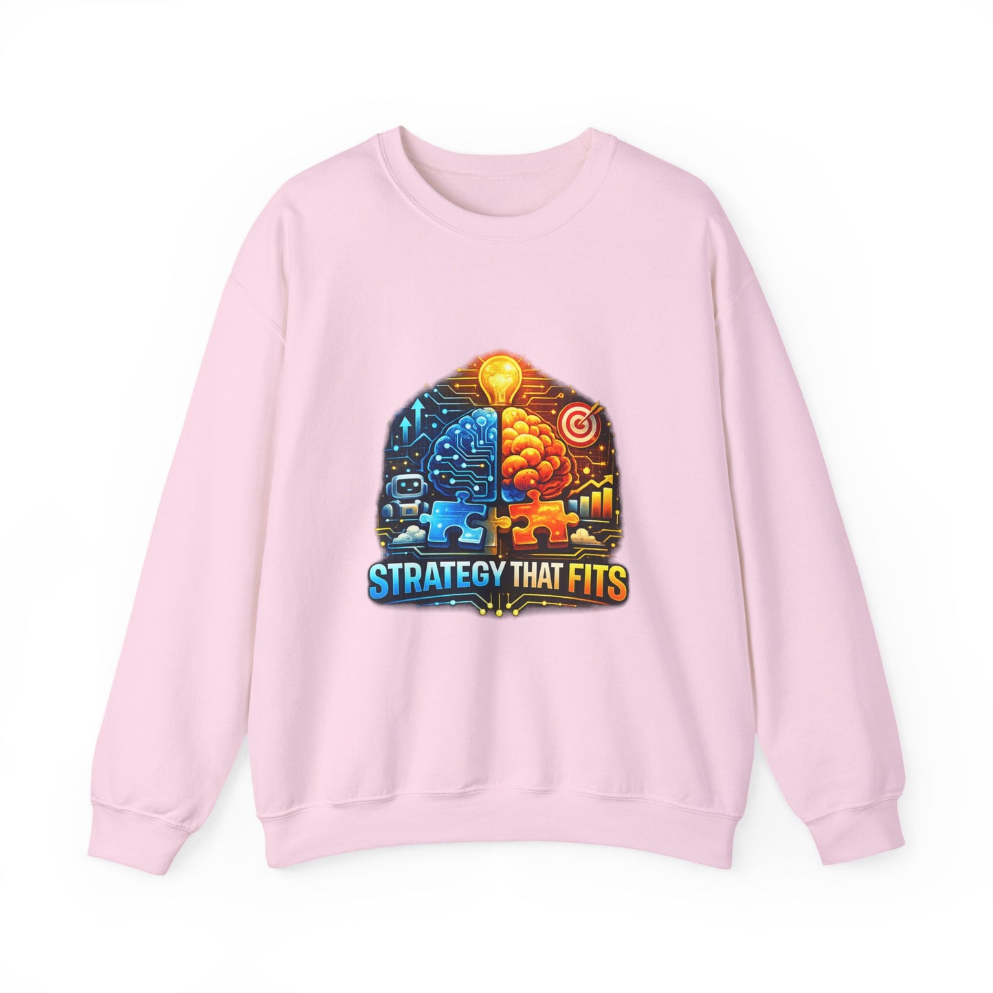 Crewneck Sweatshirt – "Strategy That Fits" Brainstorm Graphic