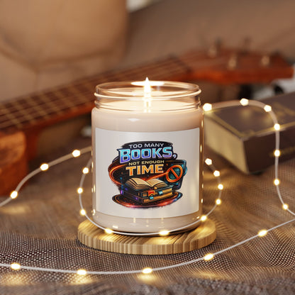 Bookish Soy Candle — "Too Many Books Not Enough Time" 9oz Scented Candle