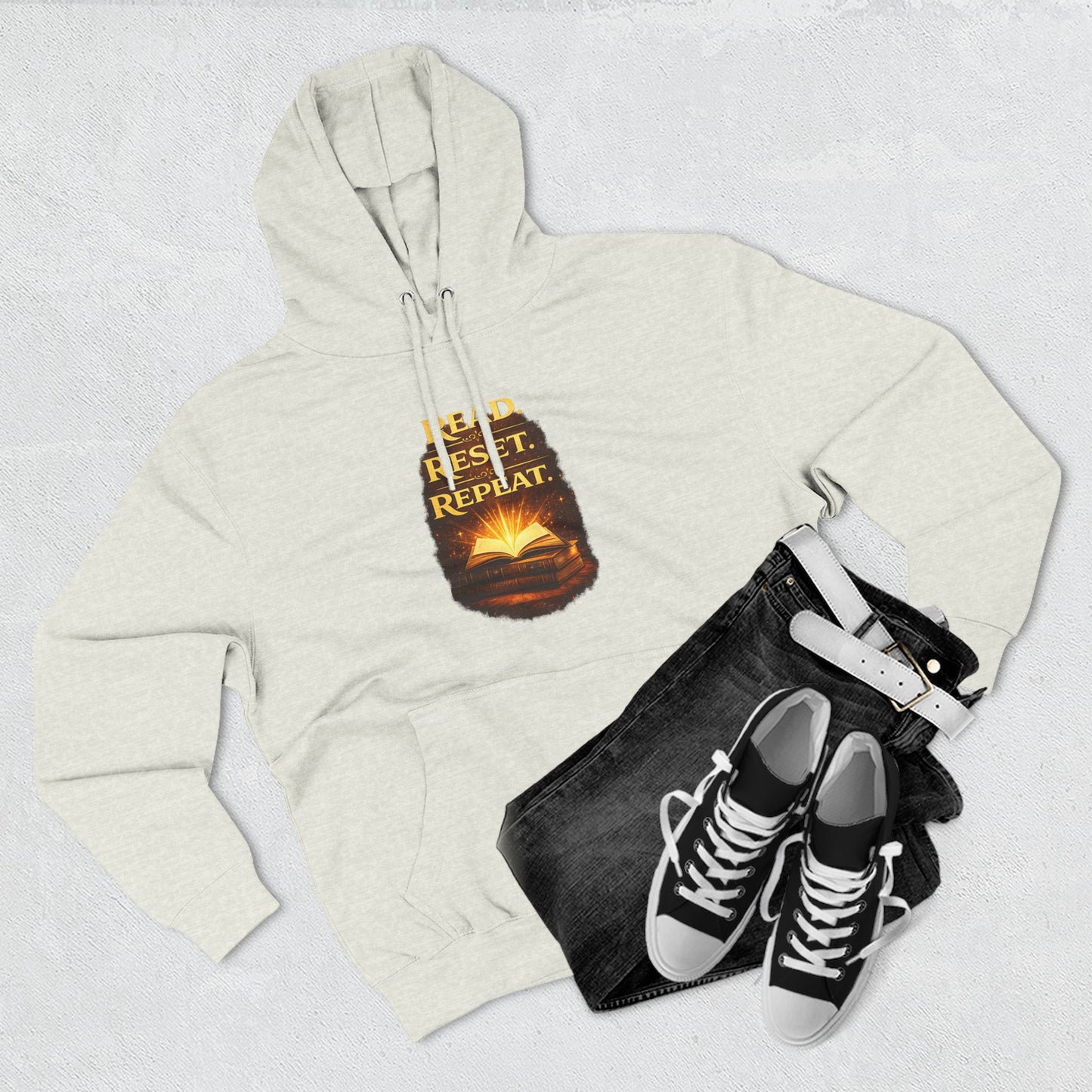 Hoodie — 'Read. Resist. Repeat.' Book Lover Graphic Pullover