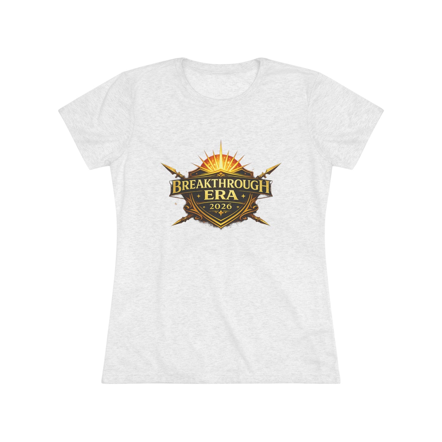 Breakthrough Era 2026 Women's Tee — Inspirational Sunrise Crest Graphic