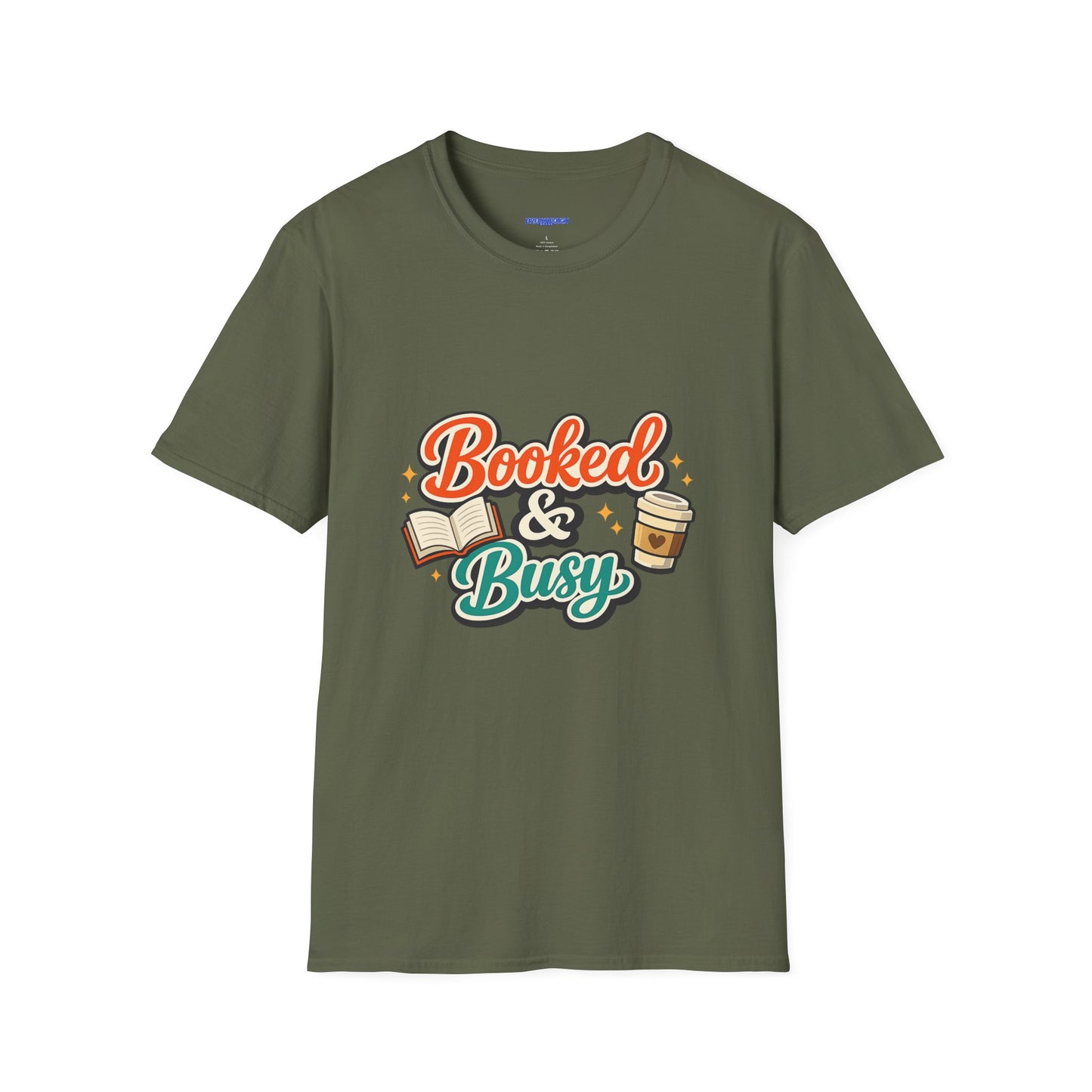 "Booked & Busy" T-Shirt — Book Lover Coffee Graphic Tee