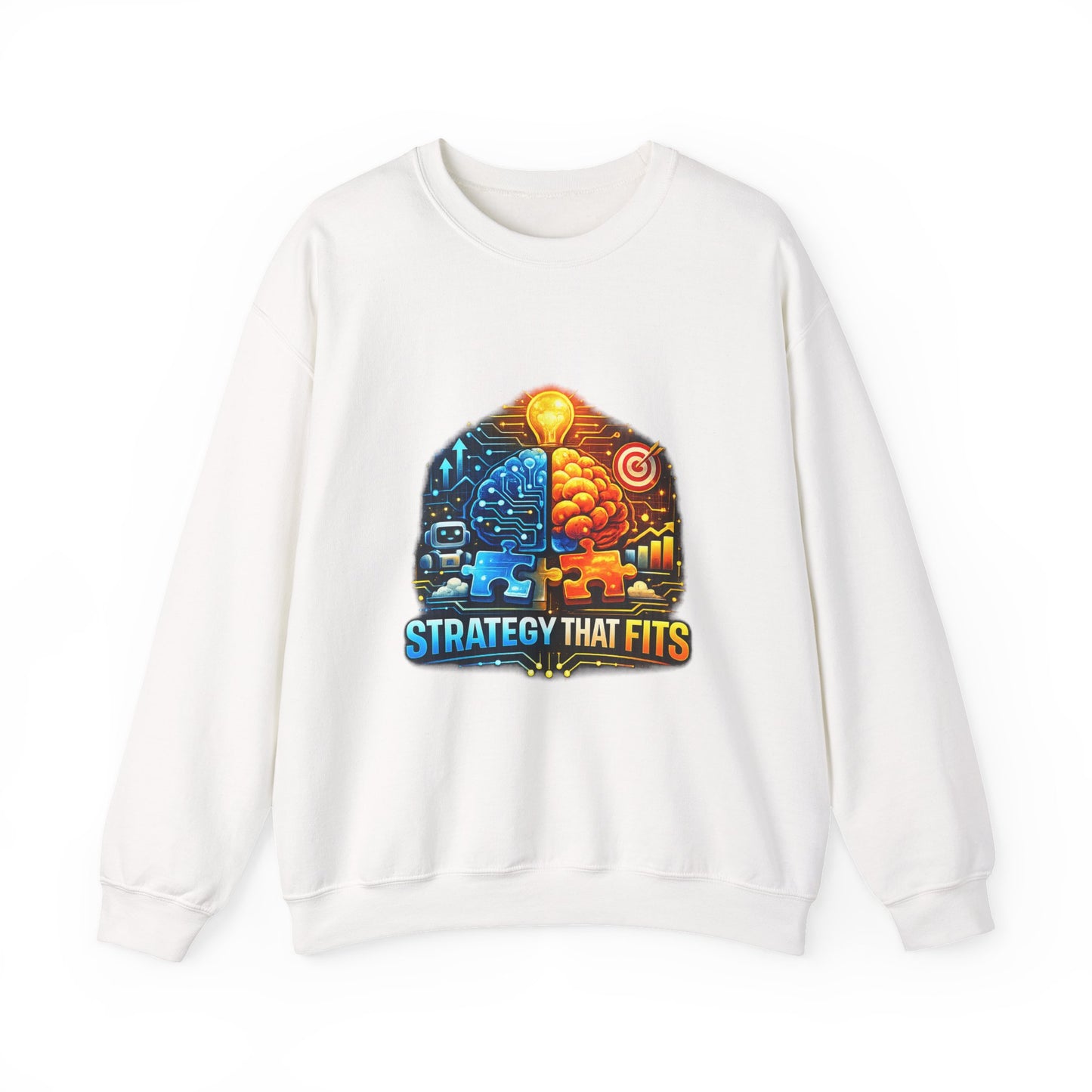 Crewneck Sweatshirt – "Strategy That Fits" Brainstorm Graphic