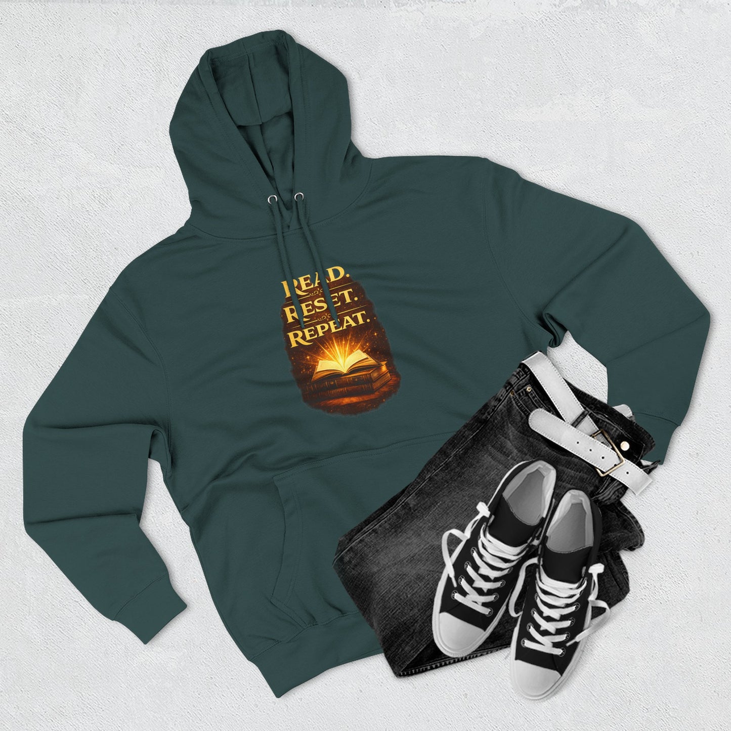 Hoodie — 'Read. Resist. Repeat.' Book Lover Graphic Pullover