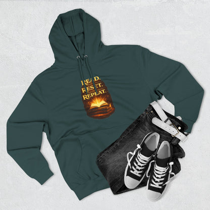 Hoodie — 'Read. Resist. Repeat.' Book Lover Graphic Pullover