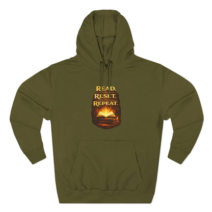 Hoodie — 'Read. Resist. Repeat.' Book Lover Graphic Pullover