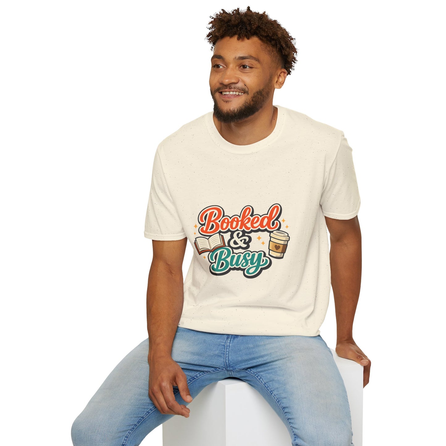"Booked & Busy" T-Shirt — Book Lover Coffee Graphic Tee