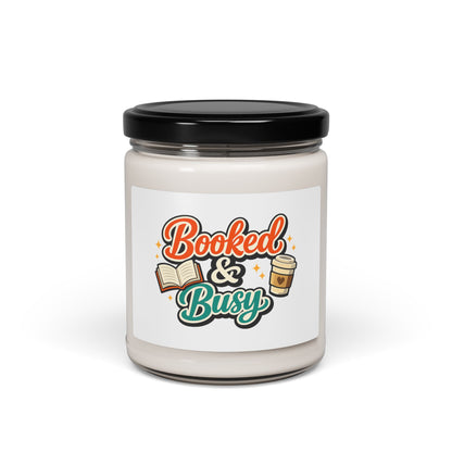 Booked & Busy Soy Candle — 9 oz Scented Jar for Book Lovers & Coffee Fans
