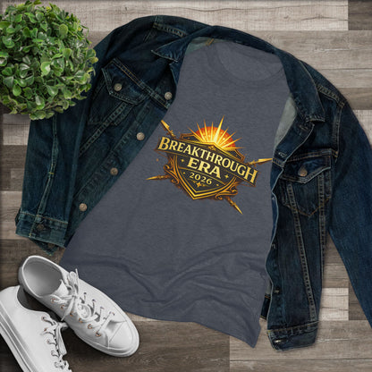 Breakthrough Era 2026 Women's Tee — Inspirational Sunrise Crest Graphic