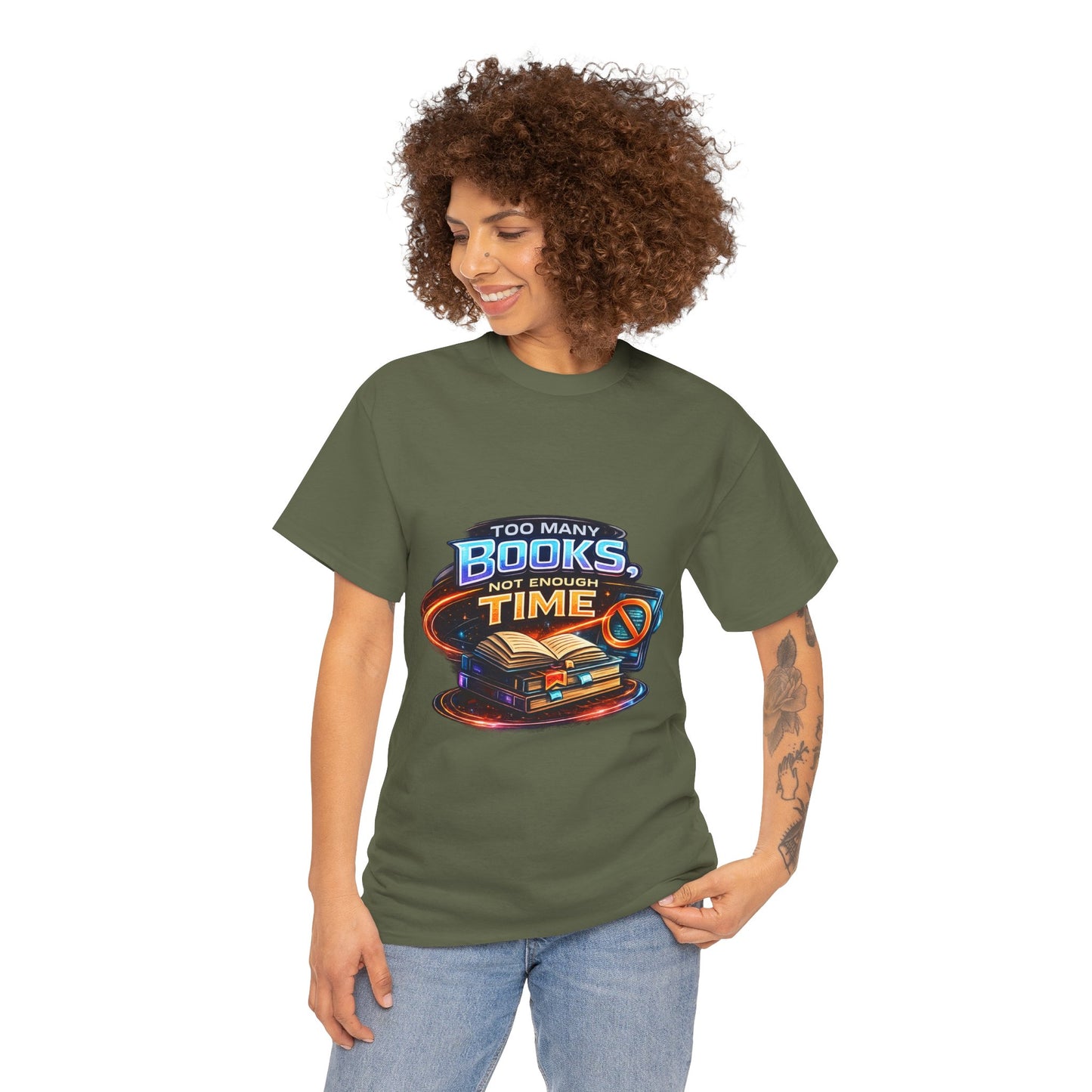 Books & No Time T-Shirt — "Too Many Books, Not Enough Time" Reading Tee