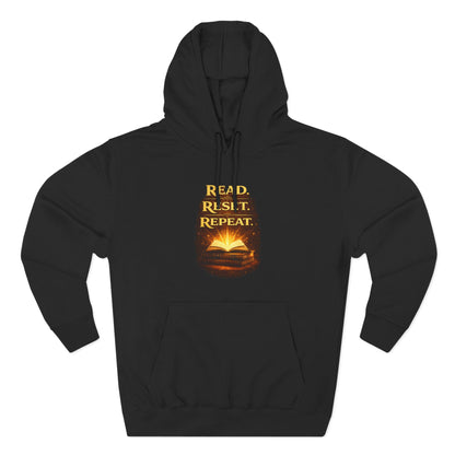 Hoodie — 'Read. Resist. Repeat.' Book Lover Graphic Pullover