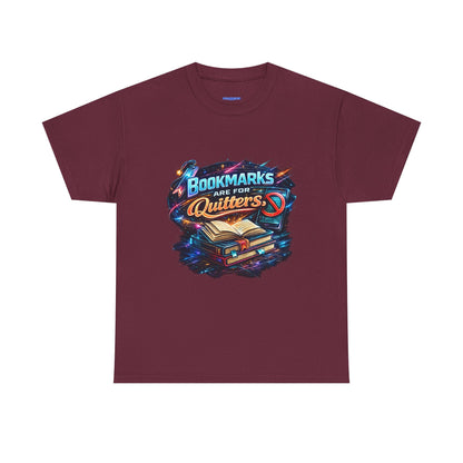 "Bookmarks Are For Quitters" Vintage Book Lover Tee T-Shirt