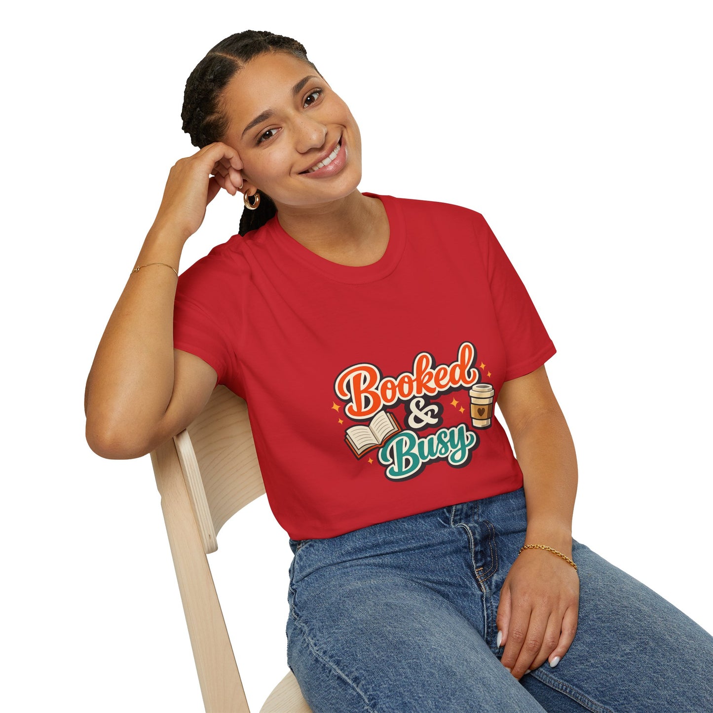 "Booked & Busy" T-Shirt — Book Lover Coffee Graphic Tee