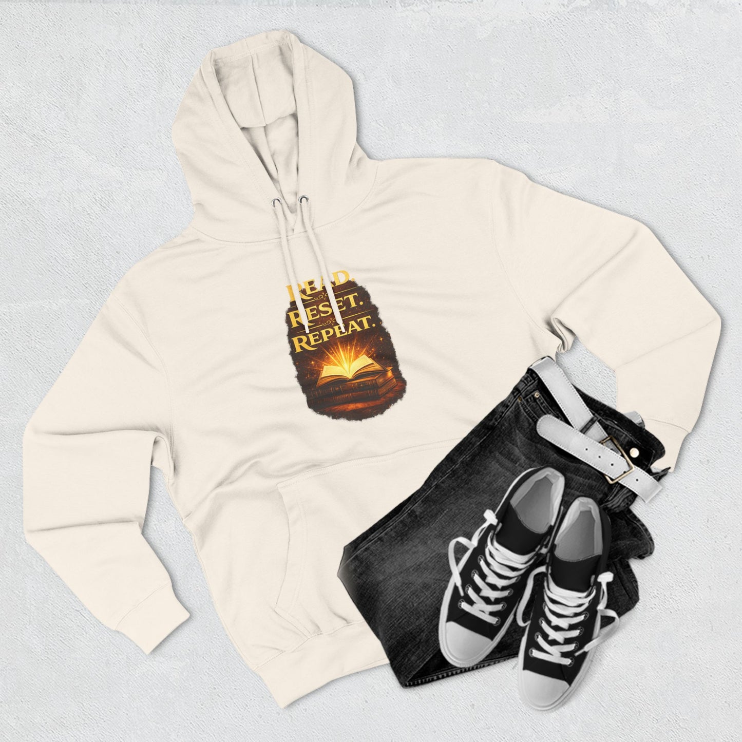 Hoodie — 'Read. Resist. Repeat.' Book Lover Graphic Pullover