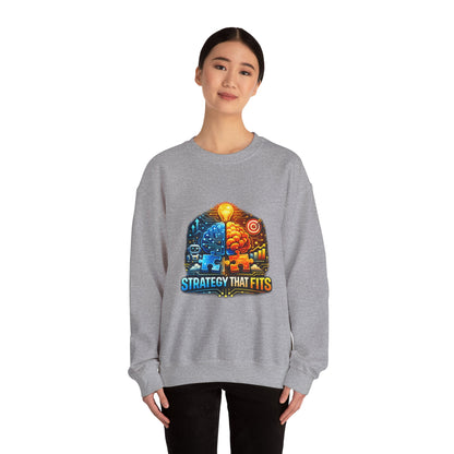 Crewneck Sweatshirt – "Strategy That Fits" Brainstorm Graphic