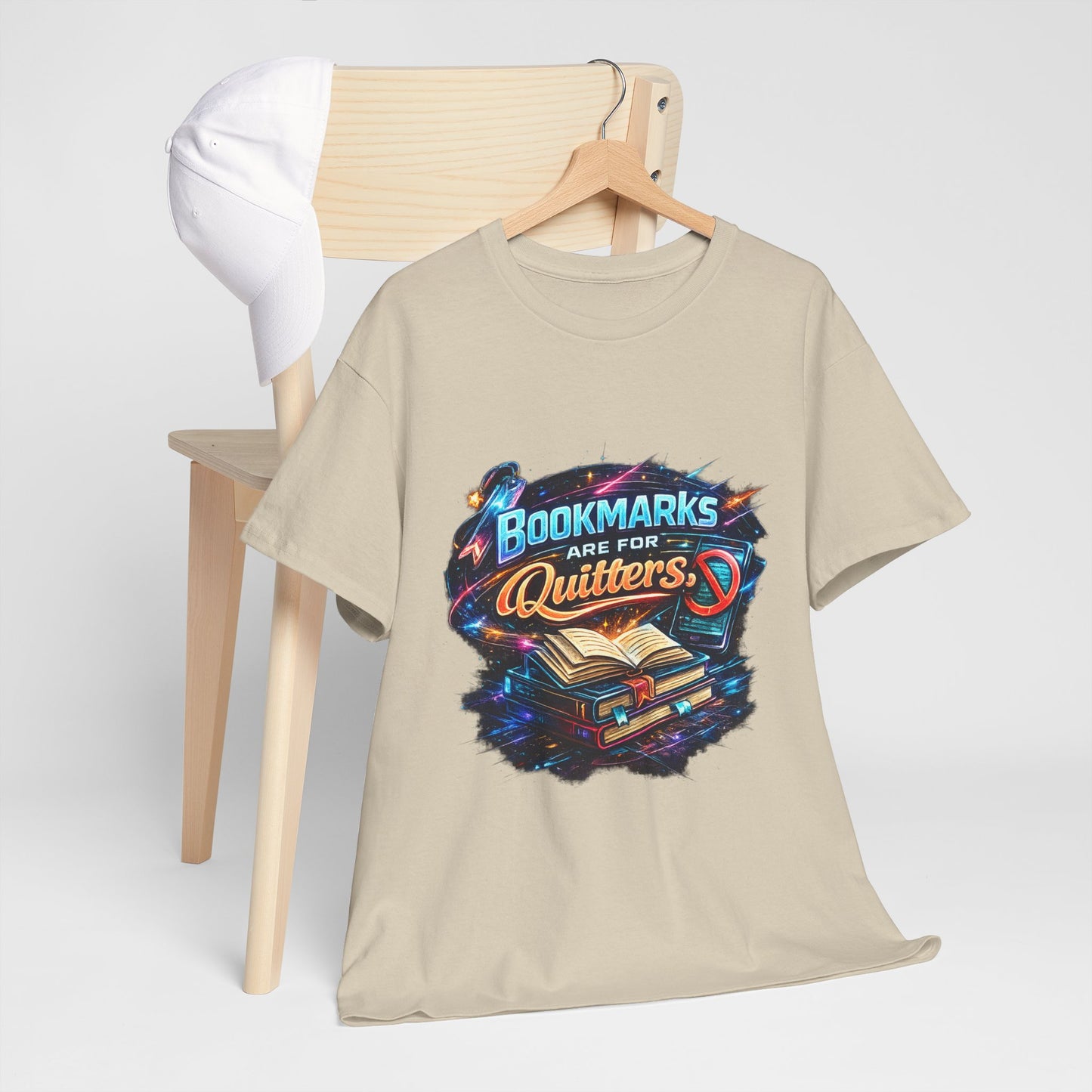 "Bookmarks Are For Quitters" Vintage Book Lover Tee T-Shirt