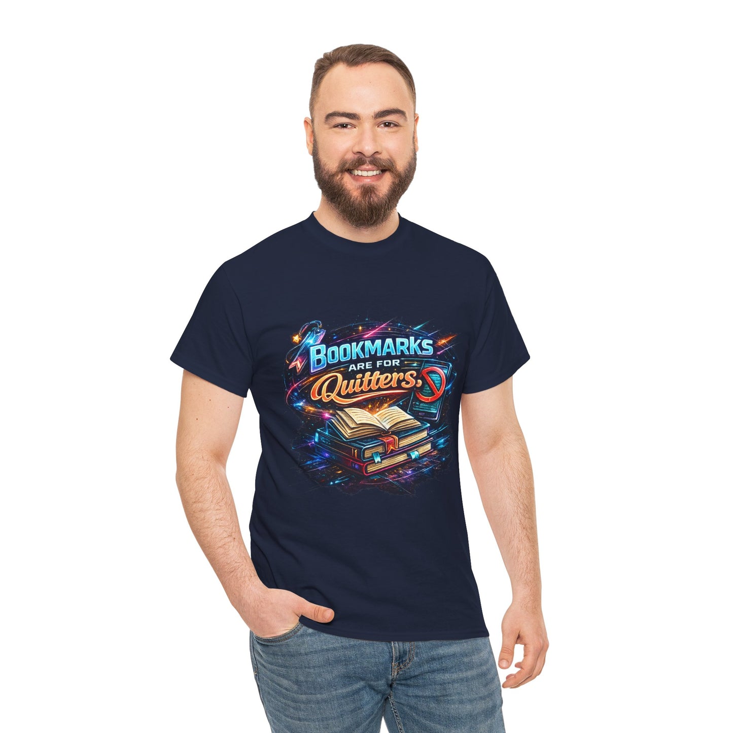 "Bookmarks Are For Quitters" Vintage Book Lover Tee T-Shirt