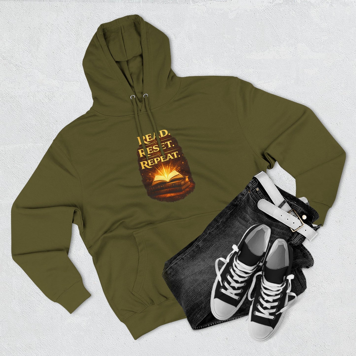 Hoodie — 'Read. Resist. Repeat.' Book Lover Graphic Pullover
