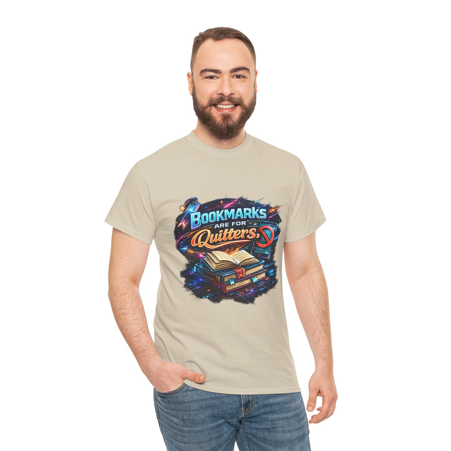 "Bookmarks Are For Quitters" Vintage Book Lover Tee T-Shirt
