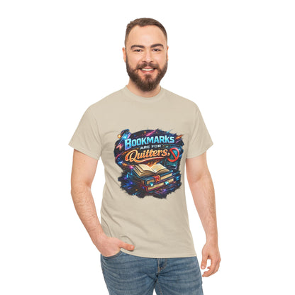 "Bookmarks Are For Quitters" Vintage Book Lover Tee T-Shirt