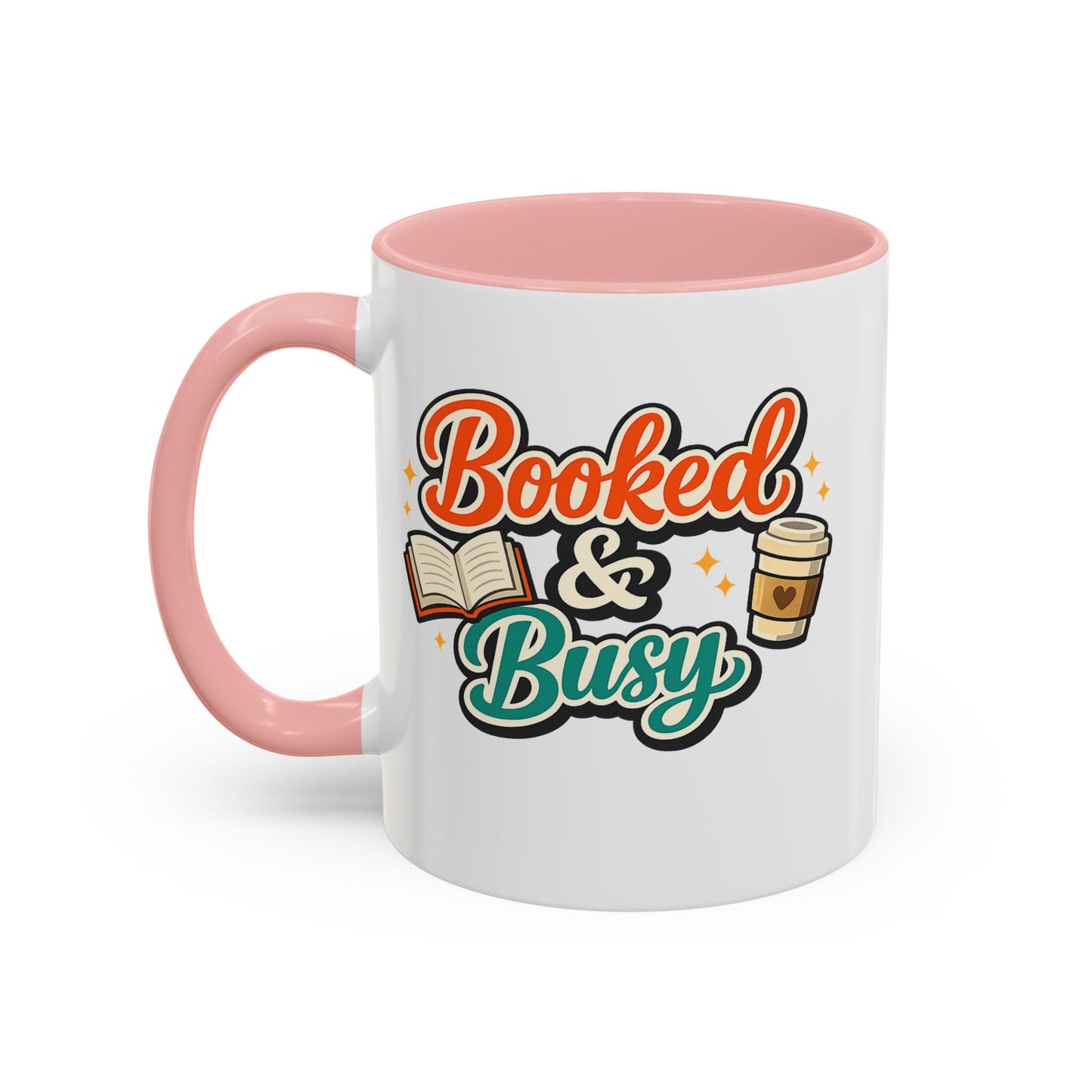 Booked & Busy Cozy Coffee Club Accent Mug — Cute “Local Coffee Shop” Illustration, 11/15oz