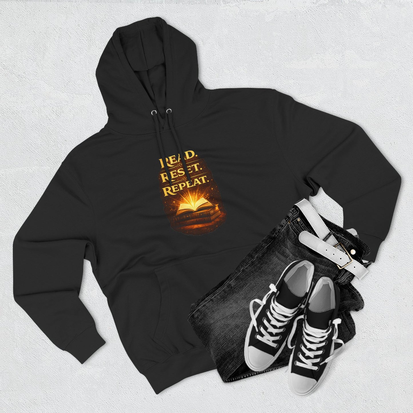 Hoodie — 'Read. Resist. Repeat.' Book Lover Graphic Pullover