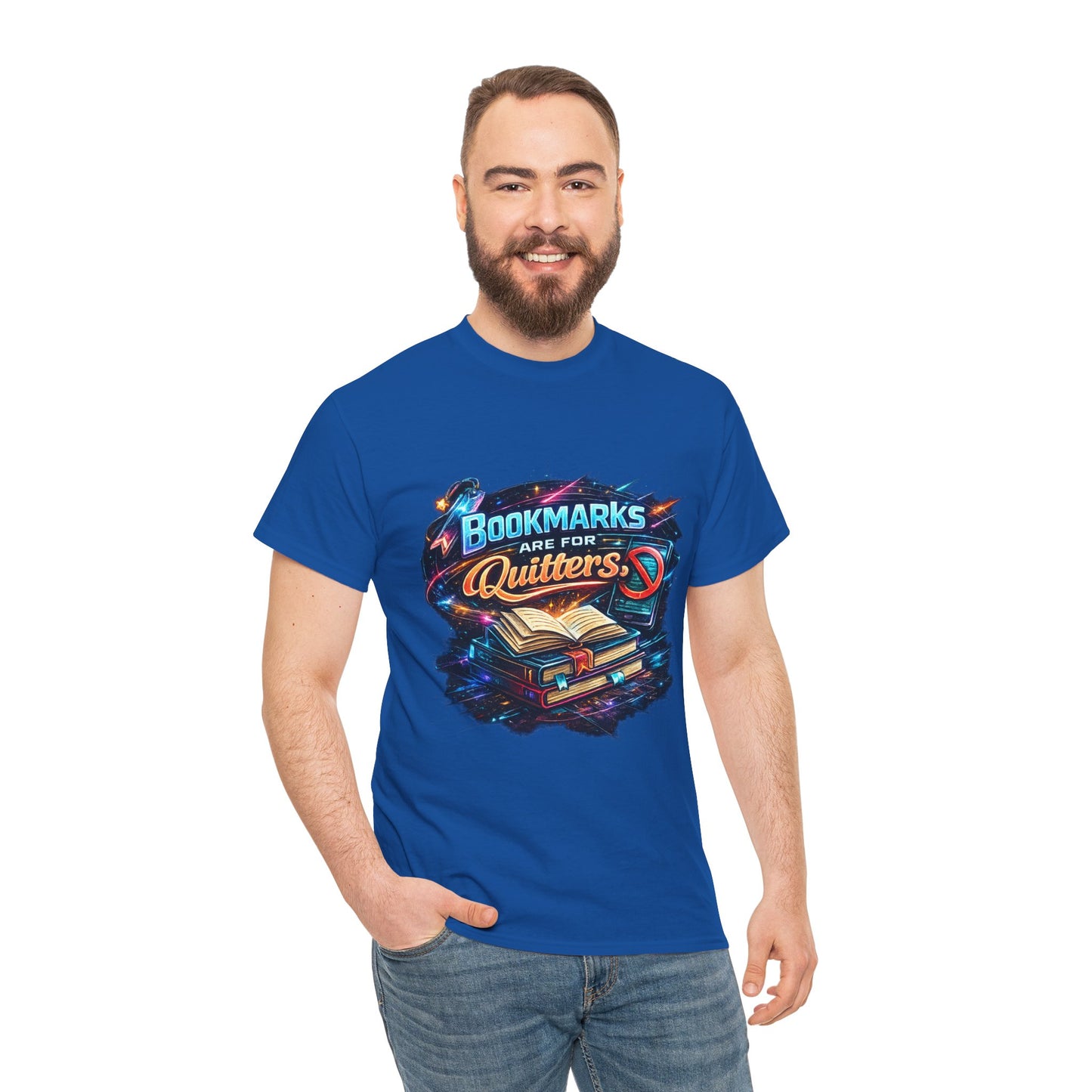 "Bookmarks Are For Quitters" Vintage Book Lover Tee T-Shirt