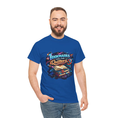 "Bookmarks Are For Quitters" Vintage Book Lover Tee T-Shirt