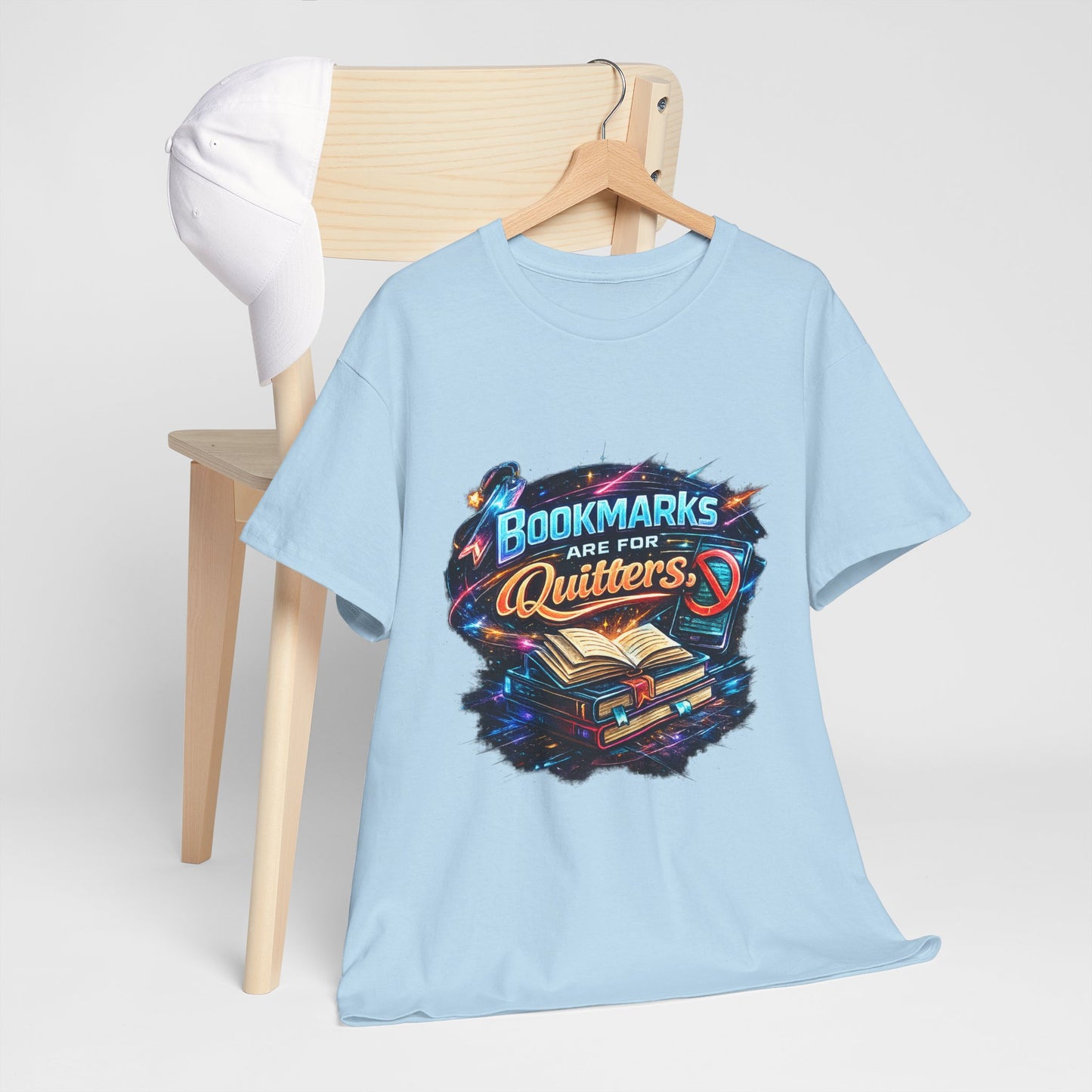"Bookmarks Are For Quitters" Vintage Book Lover Tee T-Shirt
