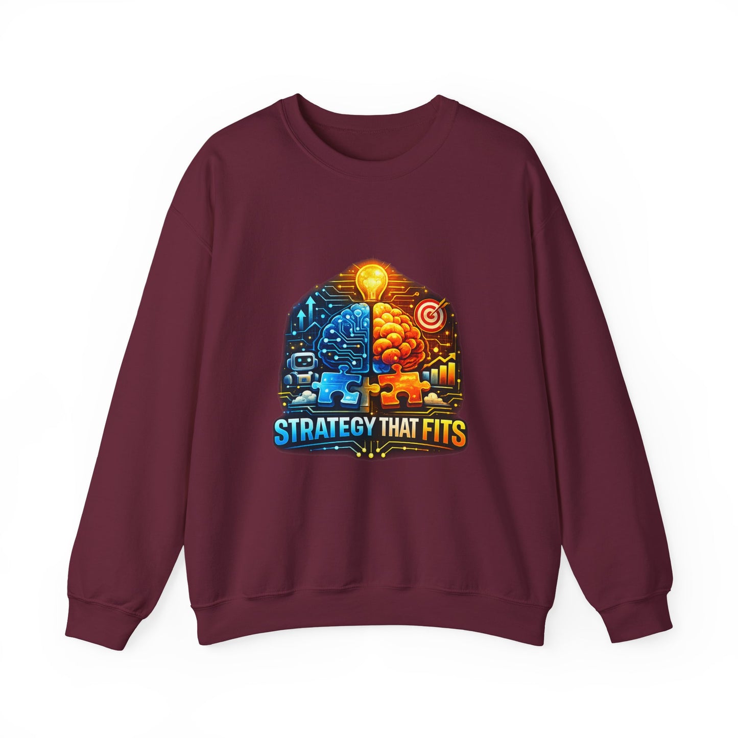Crewneck Sweatshirt – "Strategy That Fits" Brainstorm Graphic