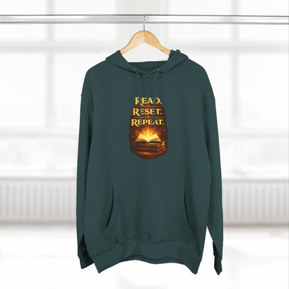 Hoodie — 'Read. Resist. Repeat.' Book Lover Graphic Pullover