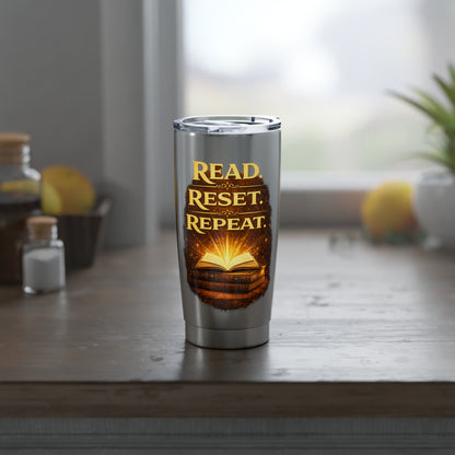 Read Reset Repeat 20oz Tumbler — Book Lover Travel Mug