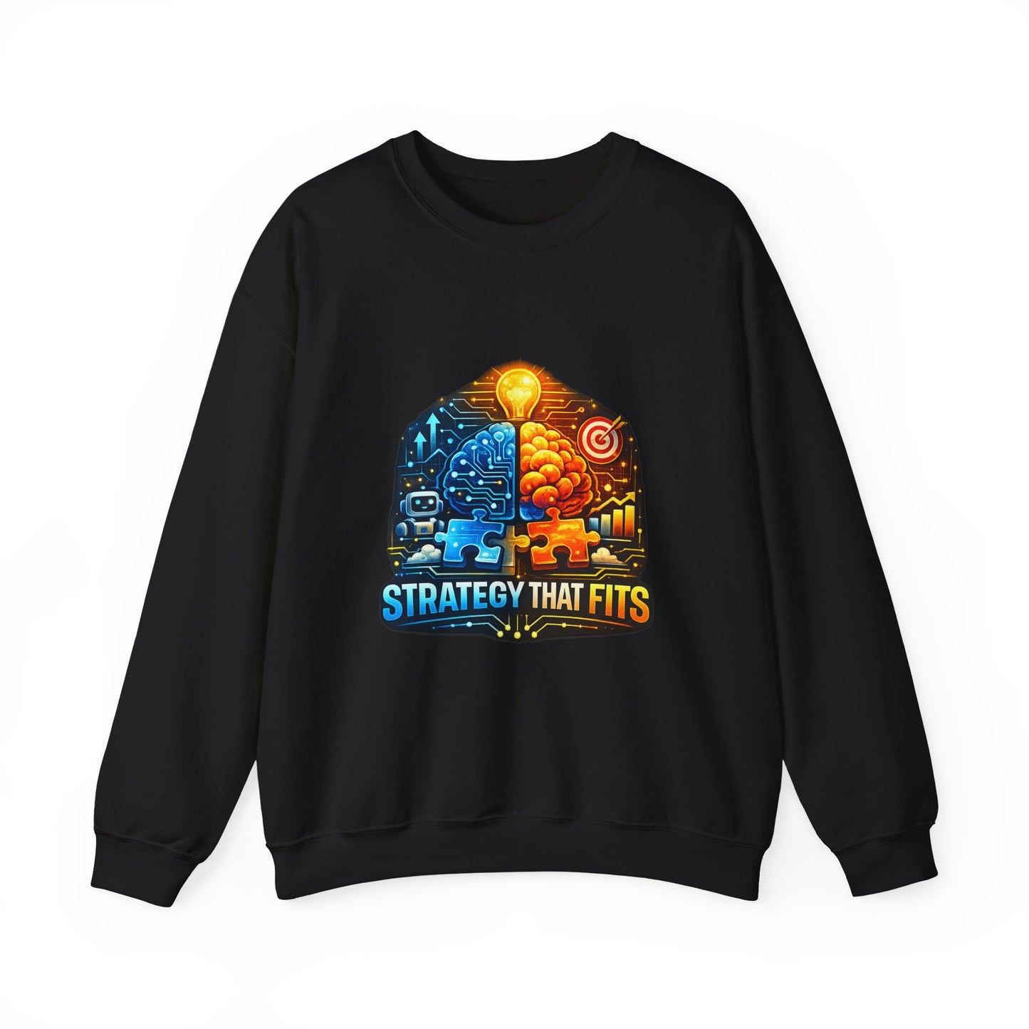 Crewneck Sweatshirt – "Strategy That Fits" Brainstorm Graphic