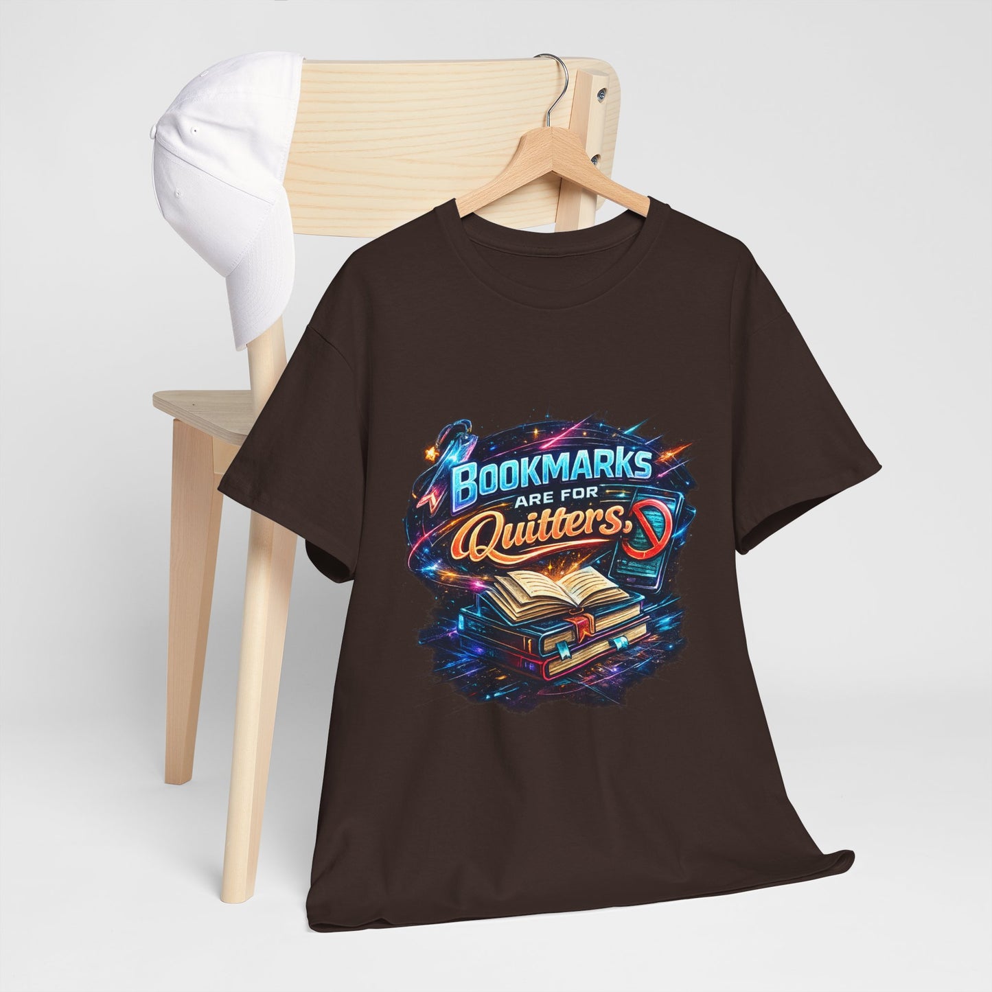 "Bookmarks Are For Quitters" Vintage Book Lover Tee T-Shirt