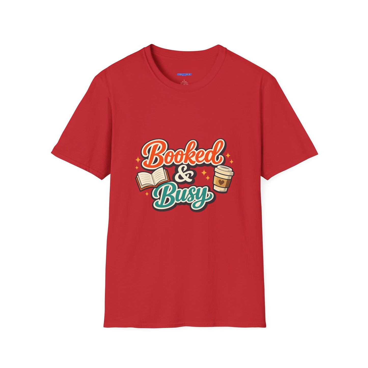 "Booked & Busy" T-Shirt — Book Lover Coffee Graphic Tee