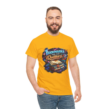 "Bookmarks Are For Quitters" Vintage Book Lover Tee T-Shirt
