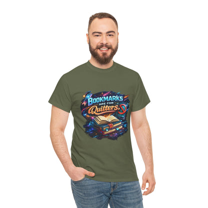 "Bookmarks Are For Quitters" Vintage Book Lover Tee T-Shirt