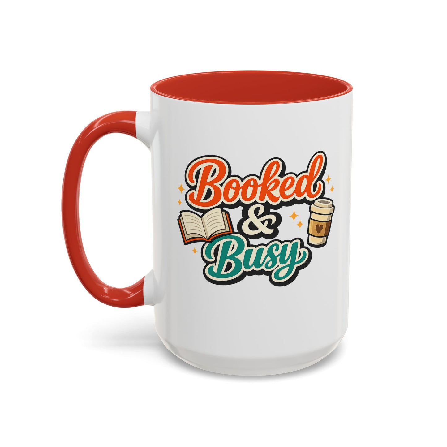 Booked & Busy Cozy Coffee Club Accent Mug — Cute “Local Coffee Shop” Illustration, 11/15oz