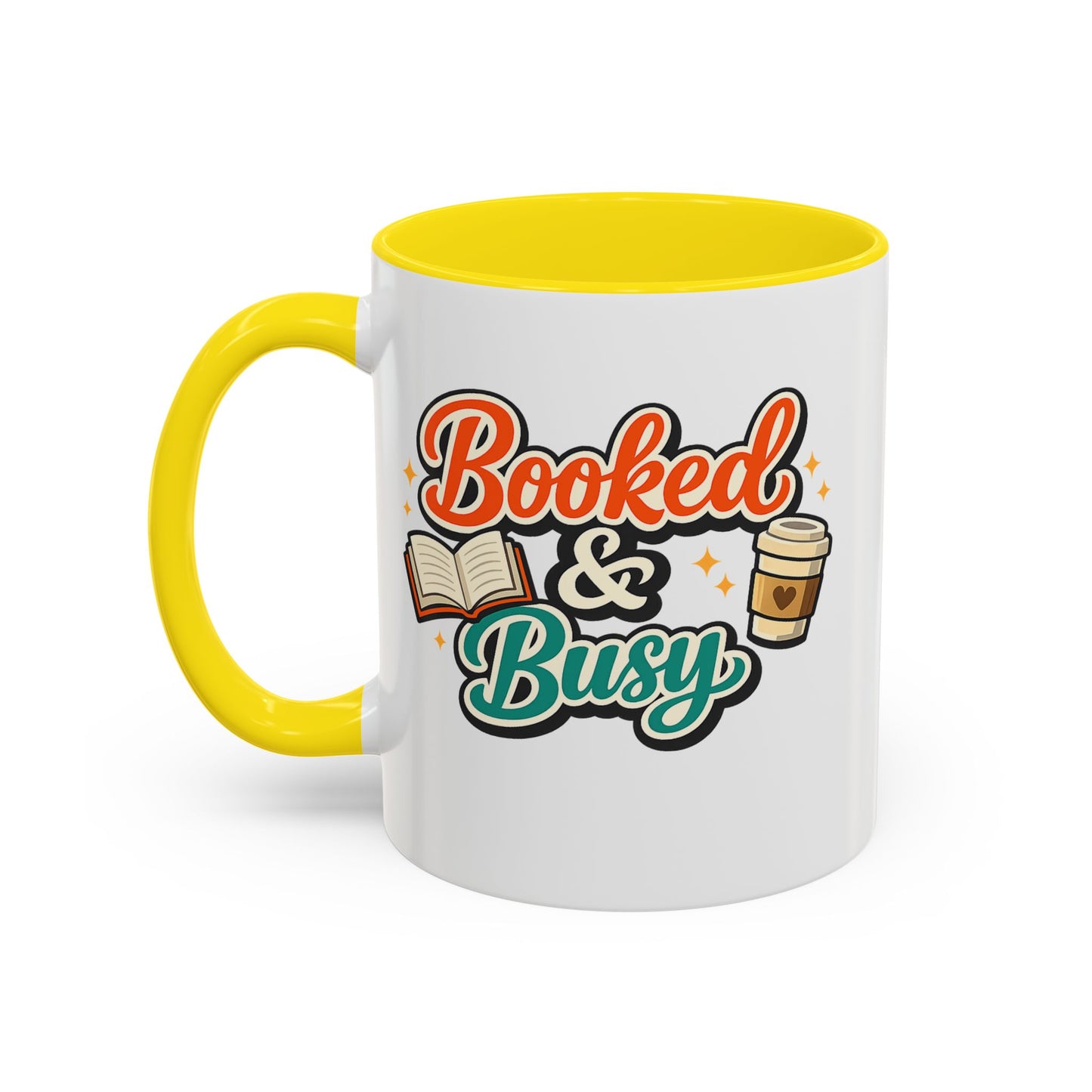 Booked & Busy Cozy Coffee Club Accent Mug — Cute “Local Coffee Shop” Illustration, 11/15oz